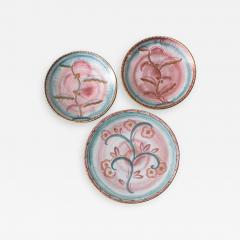 Josef Ekberg 3 SWEDISH ART DECO FLORAL CERAMIC PLATES BY JOSEF EKBERG - 1201527