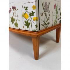 Josef Frank 1950 s Swedish Curved Front Cabinet With Nordens Flora Illustrations - 4788672