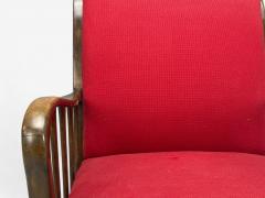 Josef Frank Attribution Red Fabric Wood Denmark 1950s - 4387258