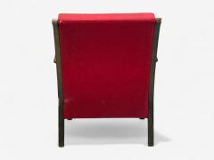 Josef Frank Attribution Red Fabric Wood Denmark 1950s - 4387260