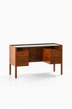 Josef Frank Desk in Mahogany Brass Glass Desk by Josef Frank 1950s - 4633028