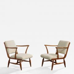 Josef Frank Lounge Chairs with Mahogany and Fabric Sweden 1940s - 4785332
