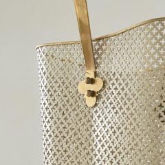 Josef Frank Mid Century Umbrella Stand in Patinated Brass and Perforated Metal 1950s - 4609131