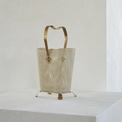 Josef Frank Mid Century Umbrella Stand in Patinated Brass and Perforated Metal 1950s - 4609134