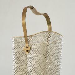 Josef Frank Mid Century Umbrella Stand in Patinated Brass and Perforated Metal 1950s - 4609136