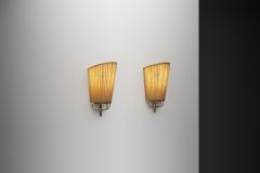 Josef Frank Pair of Pleated Fabric Wall Lights by Josef Frank Attr Sweden 1950s - 4717620