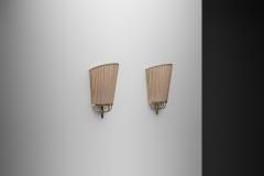 Josef Frank Pair of Pleated Fabric Wall Lights by Josef Frank Attr Sweden 1950s - 4717789