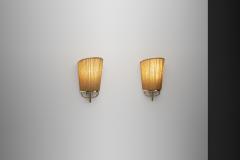 Josef Frank Pair of Pleated Fabric Wall Lights by Josef Frank Attr Sweden 1950s - 4717790