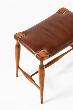 Josef Frank Stool in Mahogany Brass and Leather by Josef Frank 1950s - 4507782