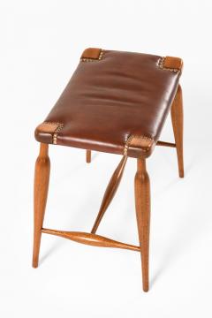 Josef Frank Stool in Mahogany Brass and Leather by Josef Frank 1950s - 4507783