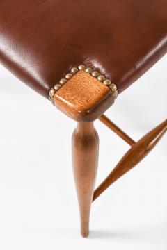 Josef Frank Stool in Mahogany Brass and Leather by Josef Frank 1950s - 4507785