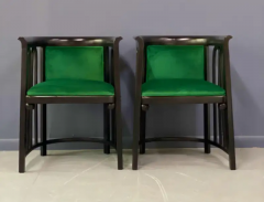 Josef Hoffmann Josef Hoffman Pair of Secessionist Bentwood Barrel Back Arm Chairs for J J Kohn - 2556040