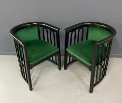 Josef Hoffmann Josef Hoffman Pair of Secessionist Bentwood Barrel Back Arm Chairs for J J Kohn - 2556063