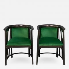 Josef Hoffmann Josef Hoffman Pair of Secessionist Bentwood Barrel Back Arm Chairs for J J Kohn - 2559674