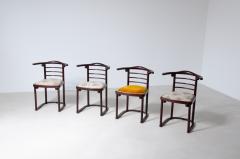Josef Hoffmann Rare set of four chairs in curved polished wood and upholstered seat - 2372695