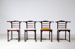 Josef Hoffmann Rare set of four chairs in curved polished wood and upholstered seat - 2372698