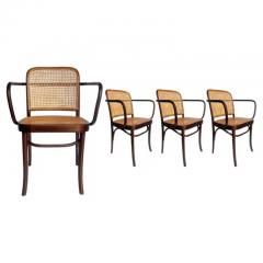 Josef Hoffmann Set of 4 Mid Century Modern Dining Prague Chairs by Josef Hoffmann Cane Wood - 3433218