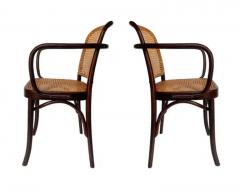 Josef Hoffmann Set of 4 Mid Century Modern Dining Prague Chairs by Josef Hoffmann Cane Wood - 3433228