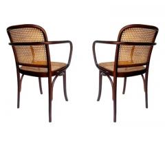 Josef Hoffmann Set of 4 Mid Century Modern Dining Prague Chairs by Josef Hoffmann Cane Wood - 3433229