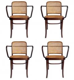 Josef Hoffmann Set of 4 Mid Century Modern Dining Prague Chairs by Josef Hoffmann Cane Wood - 3433231