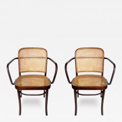 Josef Hoffmann Set of 4 Mid Century Modern Dining Prague Chairs by Josef Hoffmann Cane Wood - 3435204