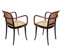 Josef Hoffmann Set of 6 Mid Century Modern Dining Prague Chairs by Josef Hoffmann Cane Wood - 3114317