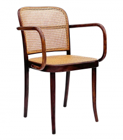 Josef Hoffmann Set of 6 Mid Century Modern Dining Prague Chairs by Josef Hoffmann Cane Wood - 3114323