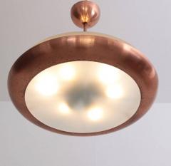 Josef Hurka 1 of 2 1930s Copper Pendant Lamps with Glass Diffuser Bauhaus - 550862