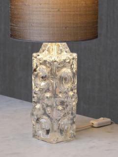 Josef Schott Josef Schott Bubble Glass Table Lamp Silk Shade Sm landshyttan Sweden 1960s - 4618582