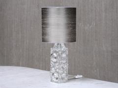 Josef Schott Josef Schott Bubble Glass Table Lamp Silk Shade Sm landshyttan Sweden 1960s - 4618584