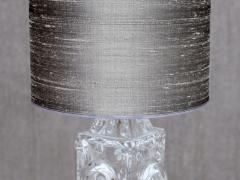 Josef Schott Josef Schott Bubble Glass Table Lamp Silk Shade Sm landshyttan Sweden 1960s - 4618586