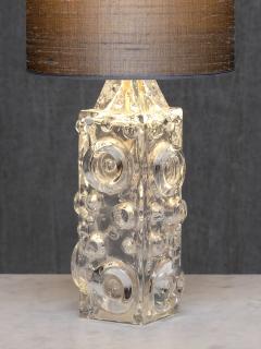 Josef Schott Josef Schott Bubble Glass Table Lamp Silk Shade Sm landshyttan Sweden 1960s - 4618588