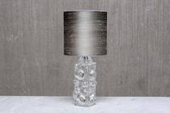 Josef Schott Josef Schott Bubble Glass Table Lamp Silk Shade Sm landshyttan Sweden 1960s - 4618589