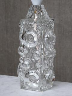 Josef Schott Josef Schott Bubble Glass Table Lamp Silk Shade Sm landshyttan Sweden 1960s - 4618590