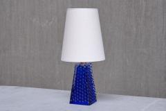 Josef Schott Josef Schott Table Lamp in Blue Glass Sm landshyttans Glasbruk Sweden 1960s - 4146013