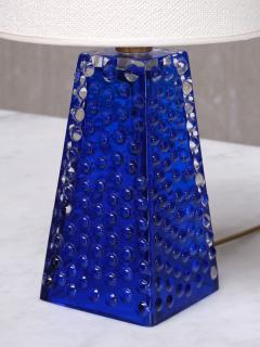 Josef Schott Josef Schott Table Lamp in Blue Glass Sm landshyttans Glasbruk Sweden 1960s - 4146016