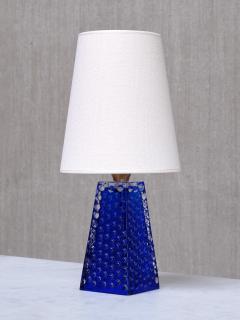 Josef Schott Josef Schott Table Lamp in Blue Glass Sm landshyttans Glasbruk Sweden 1960s - 4146020