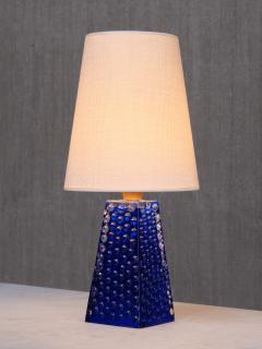 Josef Schott Josef Schott Table Lamp in Blue Glass Sm landshyttans Glasbruk Sweden 1960s - 4146022