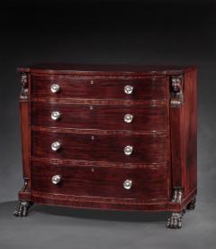 Joseph B Barry Rare Carved Mahogany Elliptic Bureau with Egyptian Herms - 4384904