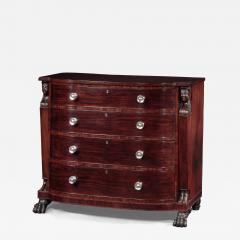 Joseph B Barry Rare Carved Mahogany Elliptic Bureau with Egyptian Herms - 4385196