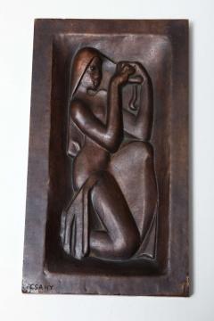 Joseph Cs ky Femme se peignant Bronze relief by Joseph Csaky - 1543834