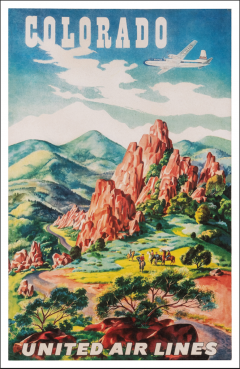 Joseph Feher Colorado Vintage United Airlines Travel Poster by Joseph Feher 1950s - 3470101