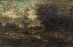 Joseph Foxcroft Cole American Victorian Landscape of Sheep by Stream - 4634902