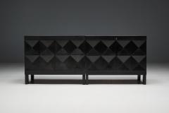 Joseph Fran ois De Coene Brutalist De Coene Cabinet in Stained Oak Belgium 1970s - 4371911