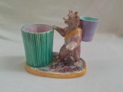 Joseph Holdcroft Joseph Holdcroft English Majolica Bear and Barrel Match Pot or Toothpick Holder - 4551490