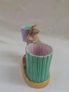 Joseph Holdcroft Joseph Holdcroft English Majolica Bear and Barrel Match Pot or Toothpick Holder - 4551491