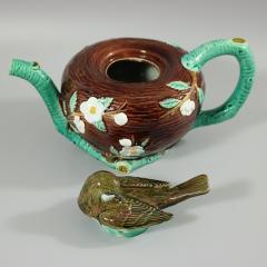 Joseph Holdcroft Majolica Bird on Nest Teapot - 2846432