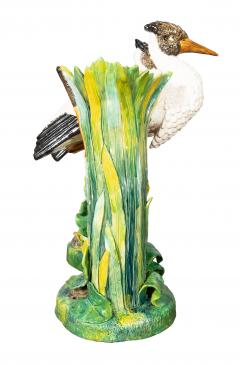 Joseph Holdcroft Pair Of Large English Majolica Stork Vases - 4824802