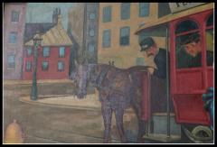 Joseph Hudson Oil Painting of Street Scene with Horse Drawn Trolly Joseph Hudson 1948 - 3880430