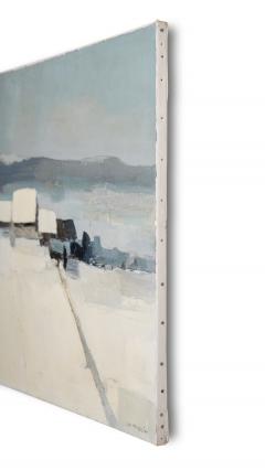 Joseph Muslin Landscape Painting on Canvas Hiver Vosgien Winter Village France - 4113432